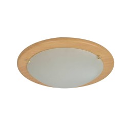 Ezio glass ceiling light in wood effect natural color