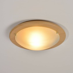 Ezio glass ceiling light in wood effect natural color