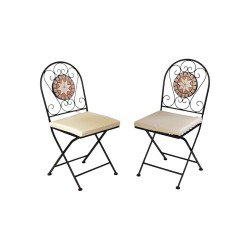 Garden + Veranda Set 3 pcs Table + Chairs with Cushions Mosaic Designs - MC4341